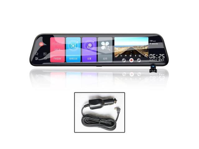 Dash Cam, D50 12 inch Rearview Mirror Driving Recorder Intelligent Voice Control Front and Rear Dual-record Reversing Images Built-in 16GB Car Charger Power Supply