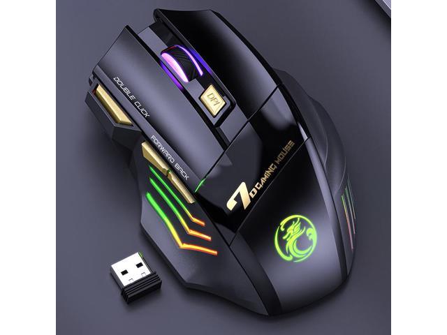 GW-X7 7-button Silent Rechargeable Wireless Gaming Mouse with Colorful RGB Lights