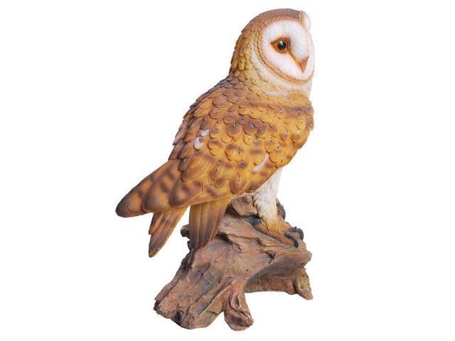 Realistic Looking Barn Owl Perched On Stump Statue Life Size