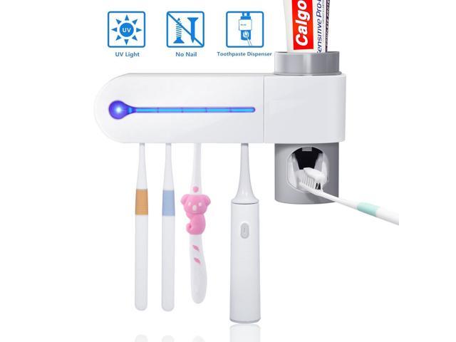 Automatic Toothpaste Dispenser UV Sterilizer Toothbrush Holder Stand Wall Mount 