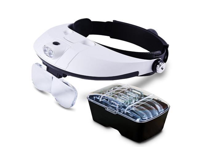 head mount magnifier with lights