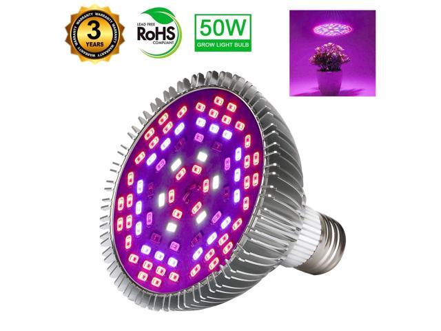 Full Spectrum Plant Lamp for Indoor Plants Vegetables and Seedlings 50W LED Grow Light Bulb Plant Grow Light Bulbs for Hydroponic Organic Greenhouse Indoor Garden Succulents（E26/E27,78LED） 