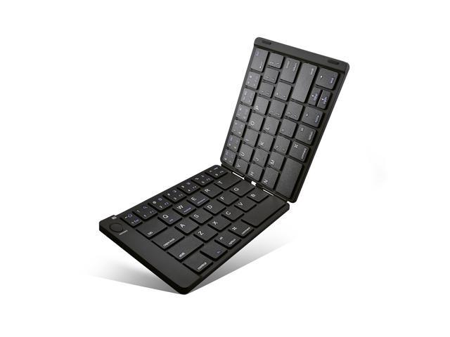 Tri- Folding Portable Wireless Keyboard with Touchpad Android Windows System Laptop Tablet Smartphone Device Foldable Bluetooth Keyboard USB Rechargeable for iOS