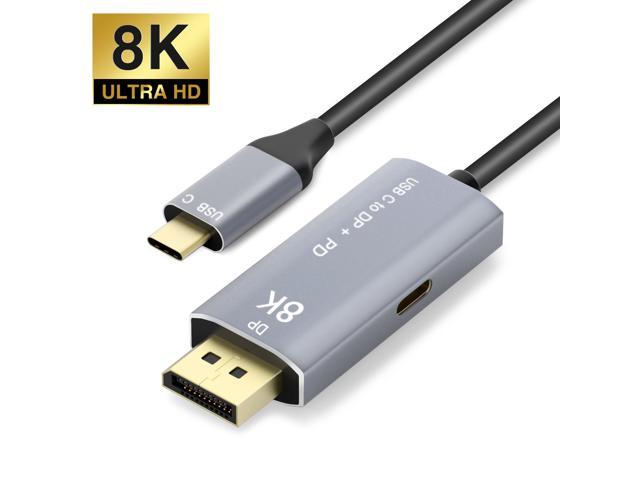 Cabledeconn Usb C To Displayport 1 4 8k Cable With Usb C Pd 8k 60hz 4k 144hz Converter Thunderbolt 3 To Displayport Adapter Compatible With New Macbook Pro 19 Dell Xps 2m 6 6ft Newegg Com
