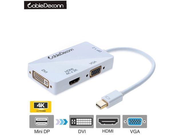 to HDMI DVI VGA 3 in 1 Adapter Cable Converter CableDeconn Mini Displayport Thunderbolt Port Compatible 