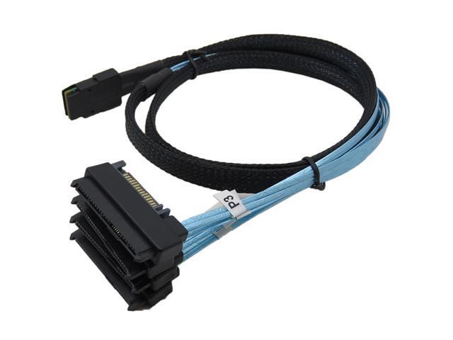 SFF-8087 90 Degree Mini SAS 36 Pin to SATA 7 Pin Cable .75 Meter