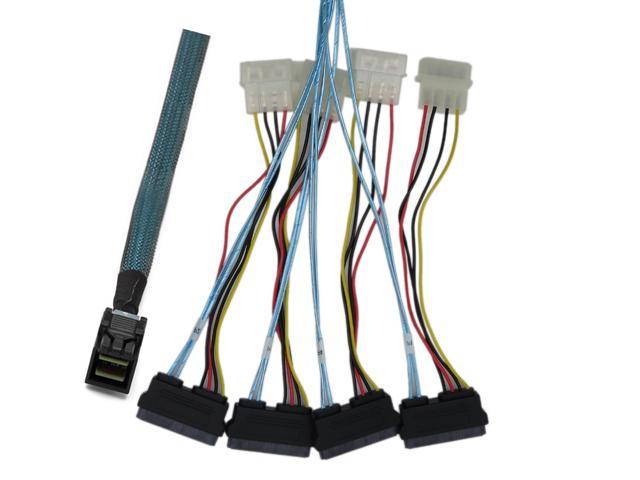 Color: Black Gimax ELEG-1M Mini SAS 36P SFF-8087 to SFF-8482 power x 4 SAS Cable