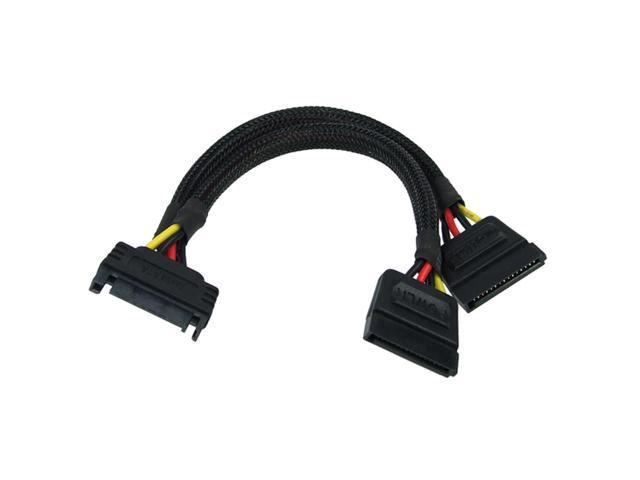 Phobya SATA Power Y Cable with Black Sleeving (15cm / 6 inch Length ...