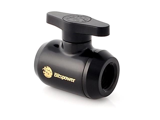 Bitspower G1/4" Mini Valve with Black Handle, Matte Black Body