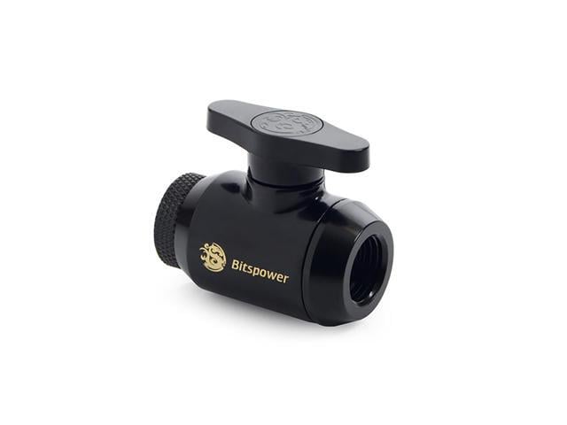 Bitspower Mini Valve with Rotary Inner G1/4" port and Inner G1/4" port, Matte Black