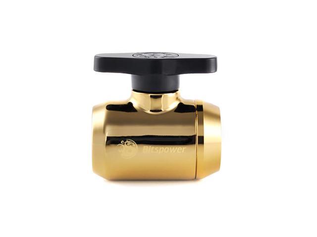 Bitspower G1/4" Mini Valve with Black Handle, True Brass Body
