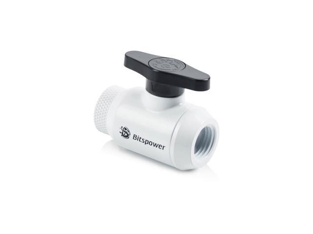 Bitspower Deluxe White Mini Valve Rotary Inner G1/4" & Inner G14" With Black Handle
