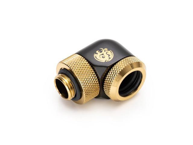 Bitspower Carbon Black/ True Brass Enhance Rotary G1/4" 90-Degree Multi-Link Adapter For OD 14MM