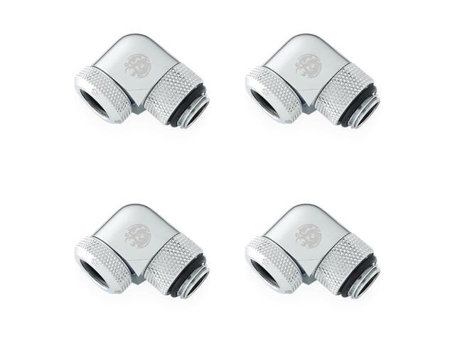 Bitspower Silver Shining Enhance Rotary G1/4" 90-Degree Multi-Link Adapter For OD 12MM (4PCS)