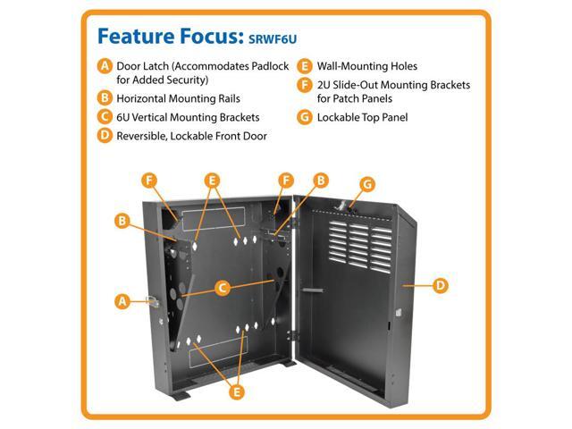 Tripp Lite 6U Vertical Wall Mount Rack Enclosure Cabinet Switch Depth SRWF6U Low Profile 20 Deep