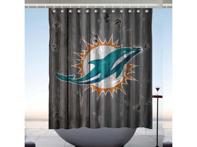 Miami Dolphins Nfl Design Polyester Fabric Bath Shower Curtain