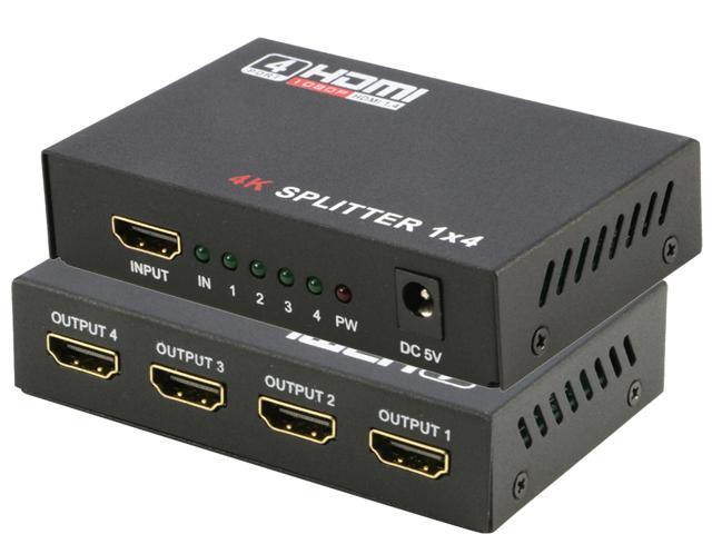 HDMI Splitter 1 in 4 Out V1.4b, iXever Powered HDMI Video Splitter with AC Adapter Duplicate/Mirror Screen Monitor Supports Ultra HD 4Kx2K@30Hz 1080P and 3D Resolutions (1 Input to 4 Outputs)