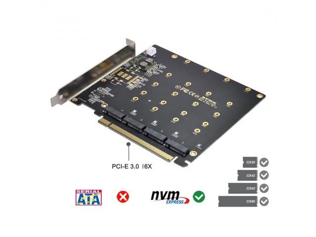 Xiwai 4X NVME M.2 AHCI to PCI-E Express 3.0 Gen3 X16 Raid Card