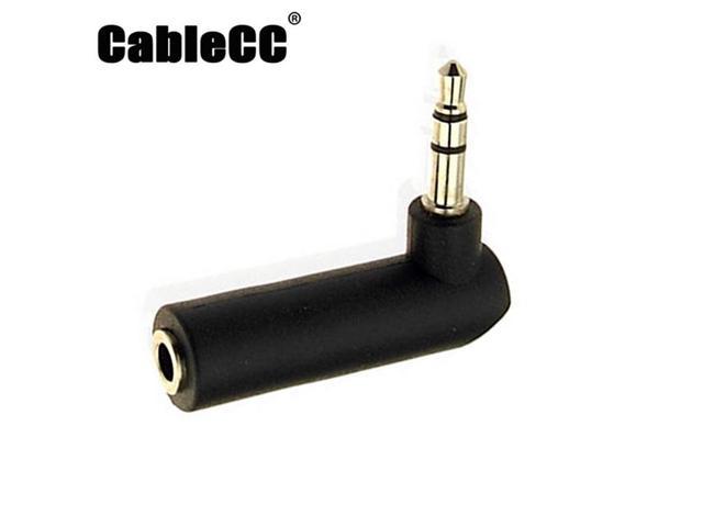CY 10cm 90 Degree Right Angled 3.5mm 3poles Audio Stereo Male to Female Extension Cable Black