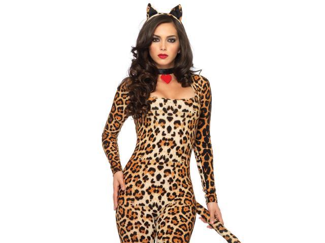 Leg Avenue Womens 3 Pc Sexy Cougar Catsuit Costume