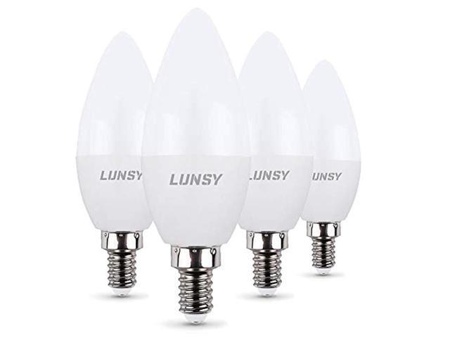 Lunsy Ceiling Fan Light Bulb 60 Watt Equivalent 500 Lumens Warm Soft White 2700k Led Candelabra Bulb Decorative Candle Light Bulbs E12 Base 4 Pack