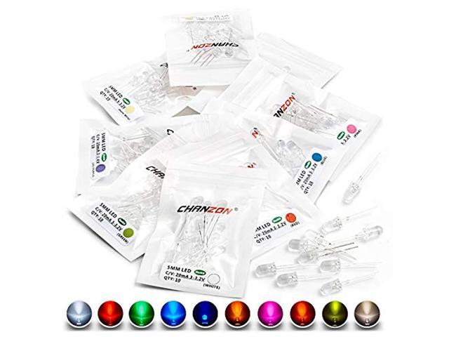 100pcs 3//5mm LED Emitting Diodes Assortment Kit Red Green Blue Yellow White Kit