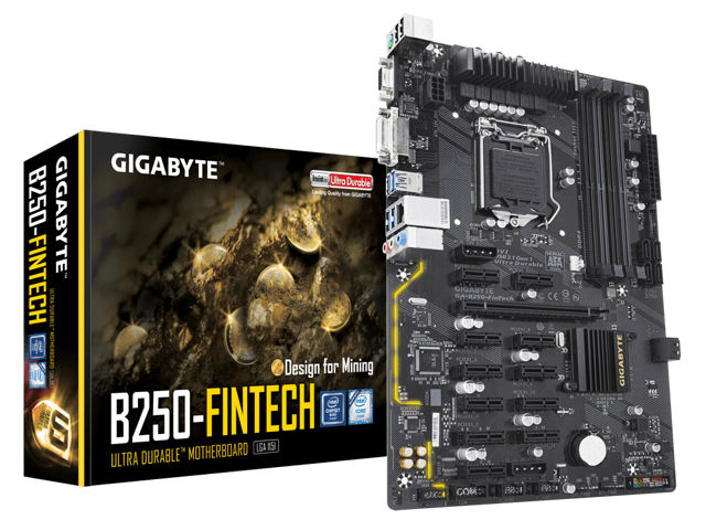 Gigabyte GA-B250-FinTech 12 GPU Mining Motherboard crypto mining Ethereal ETH ETC ZEC