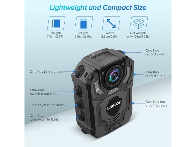 Night Vision Card not Including File Protection BOBLOV T5 1296P Body Camera with Audio Recording Expand Memory Supported Max 128G Wearable Police Body Camera for Law Enforcement