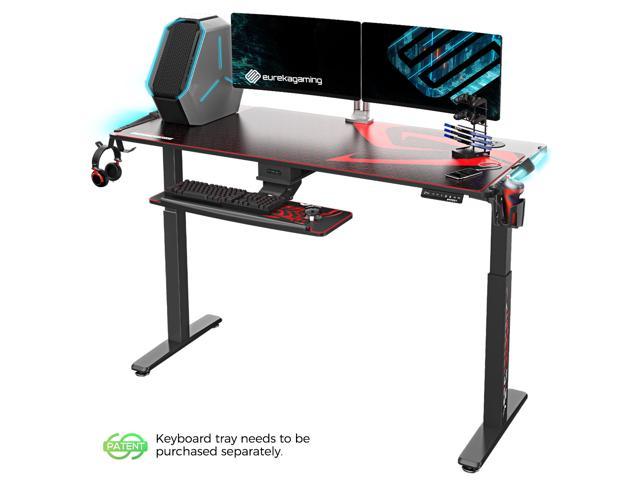Eureka Ergonomic Gaming Height Adjustable General Series EGD-S62B Standing E-sport Desk with RGB Lighting, Black