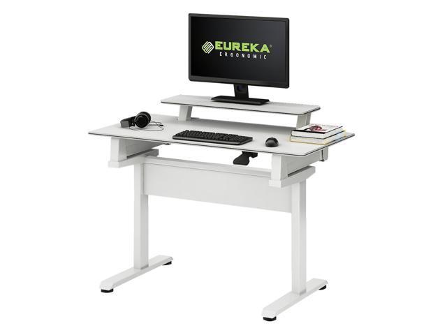 Eureka Ergonomic Height Adjule Mobile Standing Desk With Detachable Hutch 46 Inch White Newegg Com