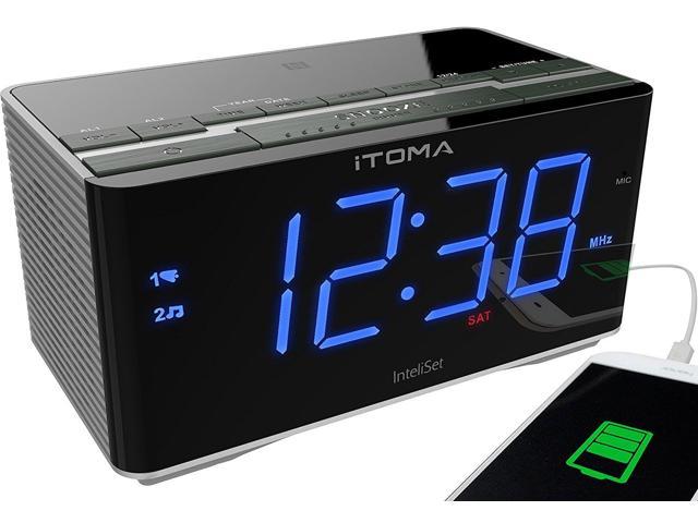 iTOMA Alarm Clock with FM Radio, Bluetooth Speakers, Dual Alarm, Snooze