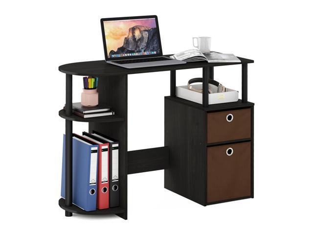 Furinno  Jaya Simplistic Computer Study Desk With Bin Drawers Espresso NEW 