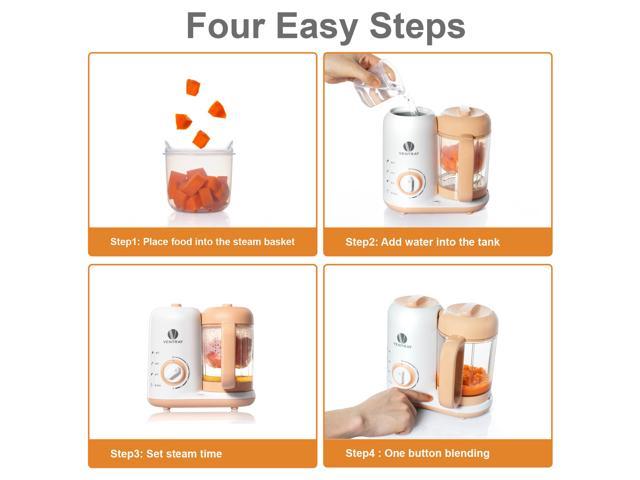 Ventray Baby Food Maker, All-in-One Baby Food Processor, Peach