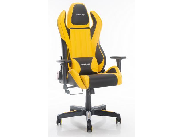 ViscoLogic Cayenne M6 Ergonomic High-Back, 2D Armrest, Reclining Sports Styled Home Office Swivel PC Racing Gaming Chair (Black & Yellow)