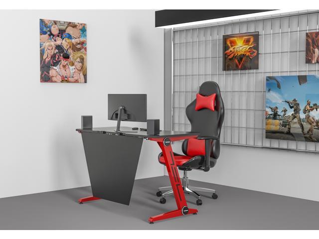ViscoLogic APEX Z-Shape Gaming Sports Style Home Office Computer Workstation (Black & Red)