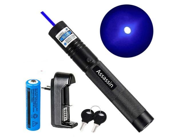 2x Blue Purple Laser Pointer Pen Teaching 405nm Lazer Pen+18650 Battery+Charger 