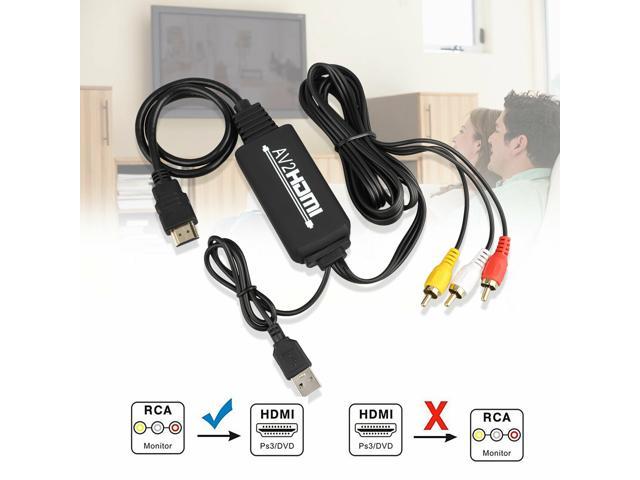 Rca Av To 1080p Hdmi Video Audio Cable Converter For Nintendo Ps3 Vcr Pc Laptop Newegg Com