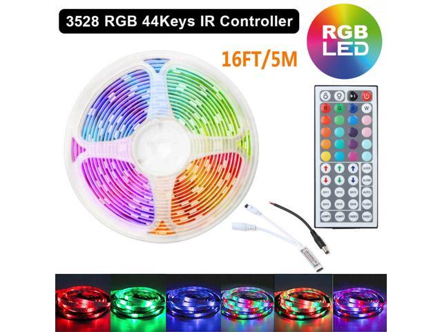 Details about   US 3528 RGB Non-Waterproof LED Strip Light SMD 44 Key Remote 12V DC Power 