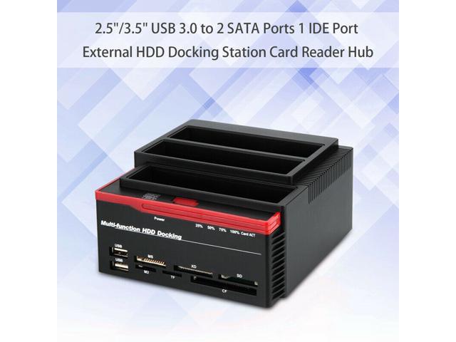 HDD Docking Station IDE SATA Dual USB 3.0 Clone Hard Drive Card Reader 3-Bay