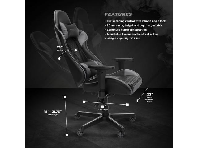 RESPAWN 100 Racing Style Gaming Chair, in Gray (RSP-100 ...