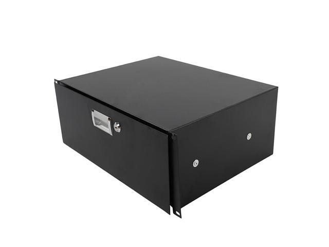 19 4U Steel Plate DJ Drawer Equipment Cabinet with Keys Locking Storage Case Rack Mount Black