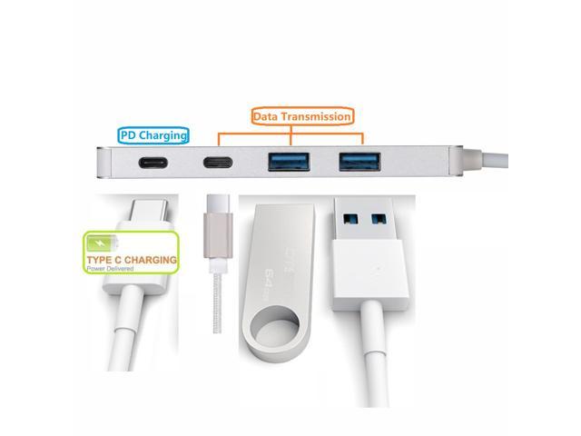 Type-C to 2-port Type-C Female / 2-port USB 3.0 HUB Support PD 