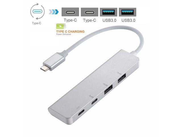 WANGJIAN-US USB C 6 in 1HUB Type-C to 2 USB3.0 Ports 2 Type-C Ports SD TF Card Slot Multi-Function Aluminium Alloy Adapter Color : Grey