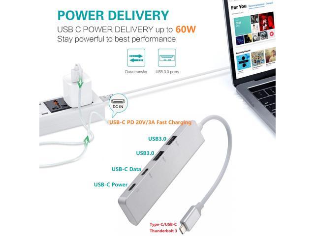 Type-C to 2-port Type-C Female / 2-port USB 3.0 HUB Support PD 