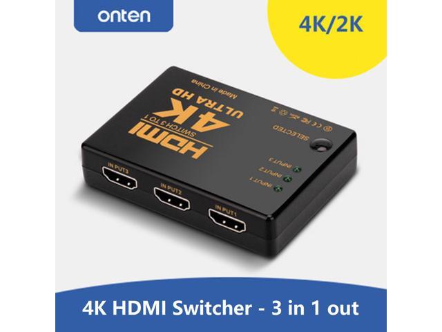 Splitter Supports 4K x 2K Valinks 3-Port HDMI Switcher Full HD1080p HDMI Switch 3 in 1 Out 3D with IR Remote 