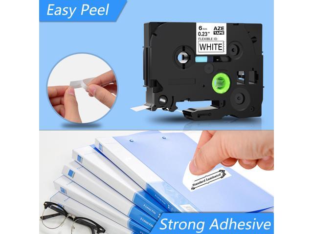 4PK Compatible with Brother P-Touch TZe FX211 White Flexible Label Tape 0.23" 