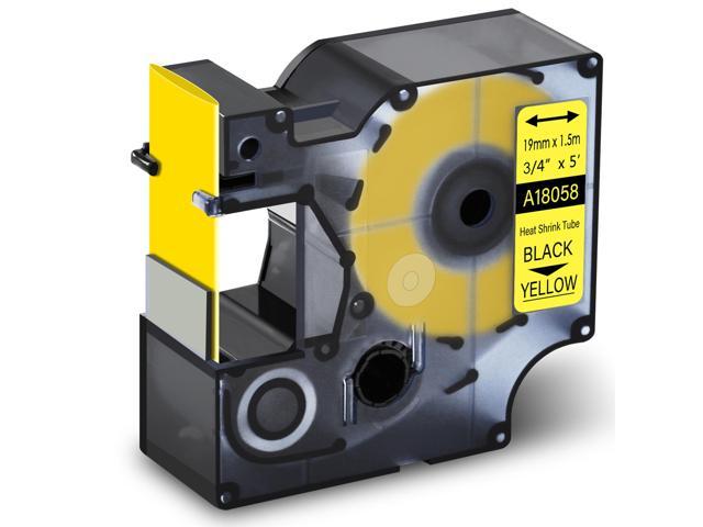 3PK 18054 9mm Heat-Shrink Tube Black on Yellow IND Tape for DYMO Rhino 1000 5200 