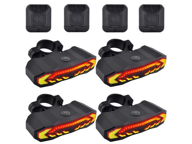 2×Smart Bike Tail Light Anti-Theft Alarm Rechargeable Turn Signal Warning Remote 