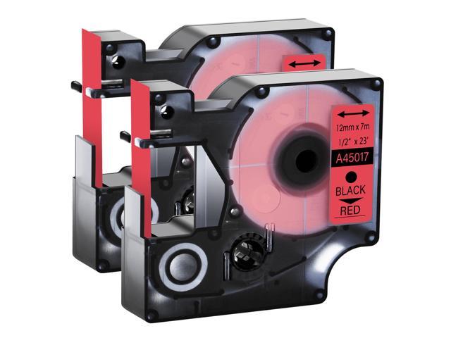 Dymo D1 12mm x 7m Black on Red 45017 Compatible Label Tape 