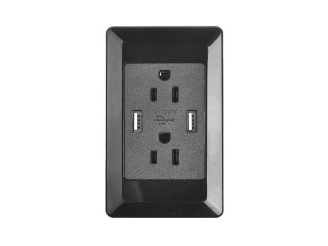 1PK 4.2A USB Wall Outlet Charger Smart Charger Socket 15A Receptacle TR White 